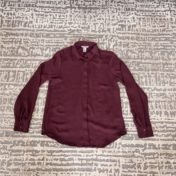 H&M Tops - H&M Deep Burgundy Long-Sleeve Blouse